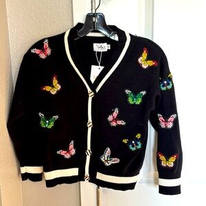 Lola + The Boys adorable blacks butterfly cardigan NWT!